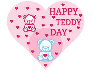 teddy day card with heart Vectore Illustration 