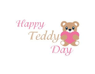 Happy teddy Day, Teddy ribbion Vector illustration