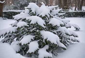 snow covered pine trees