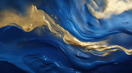 Abstract background with golden and blue oil paint texture