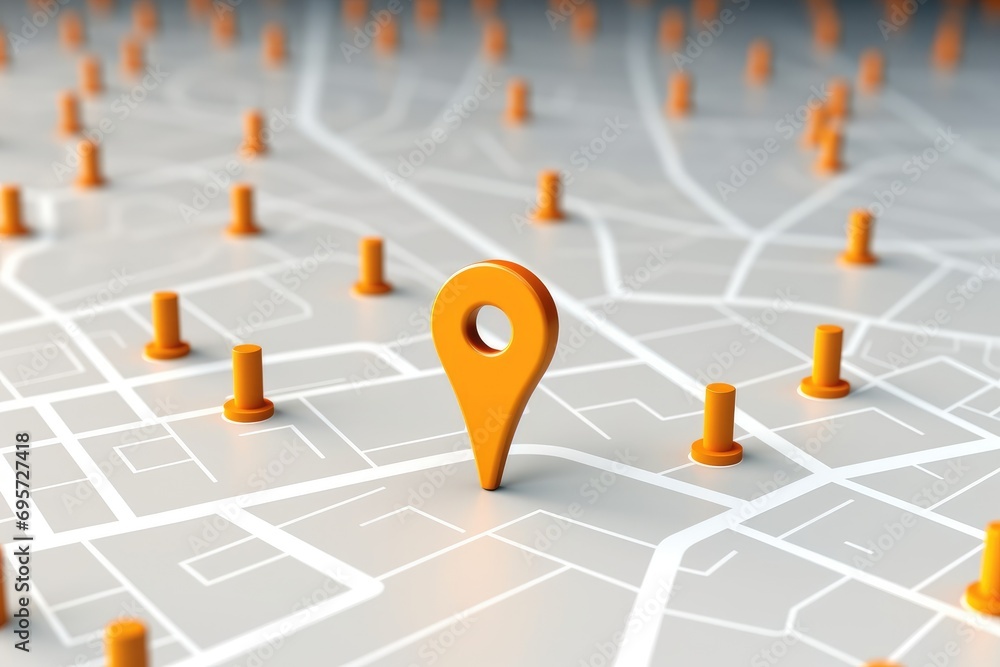 Poster pin location icon for navigation or map, generative ai