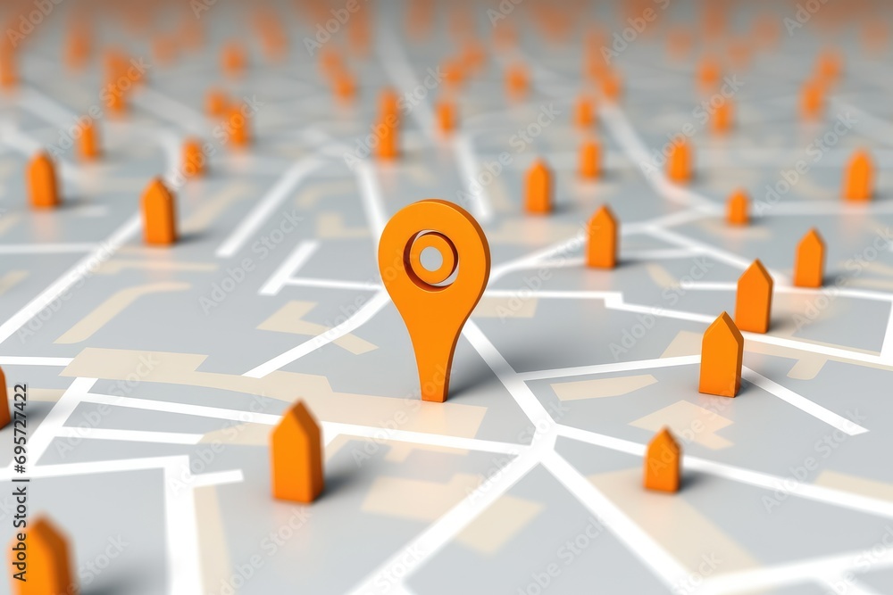 Poster pin location icon for navigation or map, generative ai