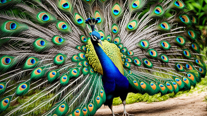 Obraz premium Peacock with feather out