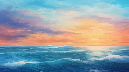 Naklejka na ściany i meble Vibrant sunrise seascape abstract coastal