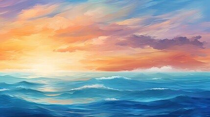 Naklejka na ściany i meble Vibrant sunrise seascape abstract coastal