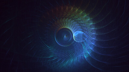 3D manual rendering abstract multicolor technology fractal light background