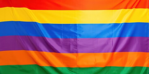 Fototapeta premium LGBT flag, full of colorful rainbows, billows in the breeze as it's waved by a hand adorned with a sweatband.