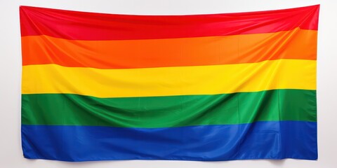 Fototapeta premium LGBT flag, full of colorful rainbows, billows in the breeze as it's waved by a hand adorned with a sweatband.
