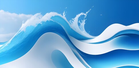 white and blue combination single layer wave wallpaper 8k hd resolution, attractive background