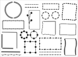 Set of frame doodle designs. Hand drawn borders and vector collection concept.