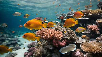 Fototapeta premium Colorful fish and coral reefs