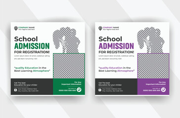 Best Education school admission for registration social media post template - obrazy, fototapety, plakaty