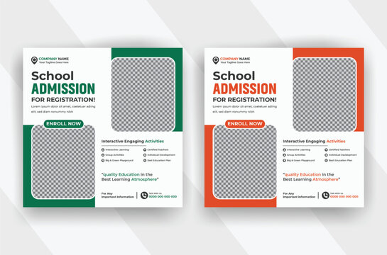 Professional and minimal Back to School Admission social media post Design template For your Business