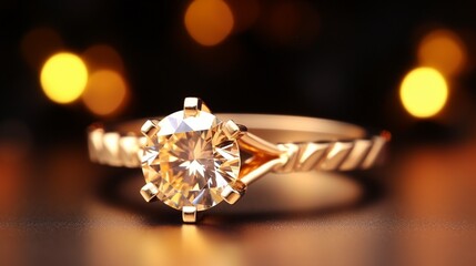 diamond solitaire set with an abstract yellow backdrop