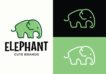Cute elephant logo icon vector illustration design