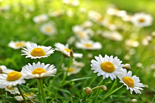 selective shot of white daisy flowers in the field made with generative ai 