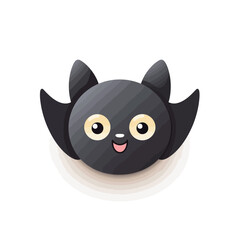 Cute cartoon black bat with eyes. Vector illustration. Halloween background.