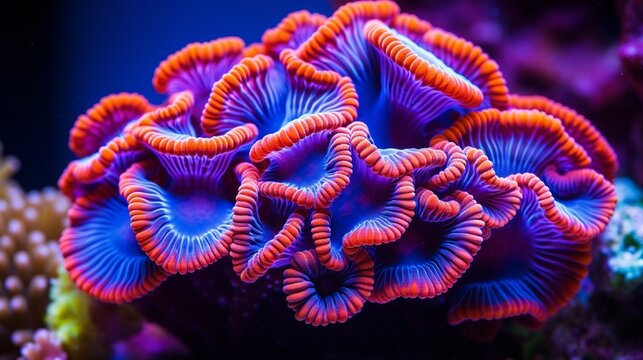 Rainbow Montipora SPS coral. Macro polyps - rare and very beautiful sps cora