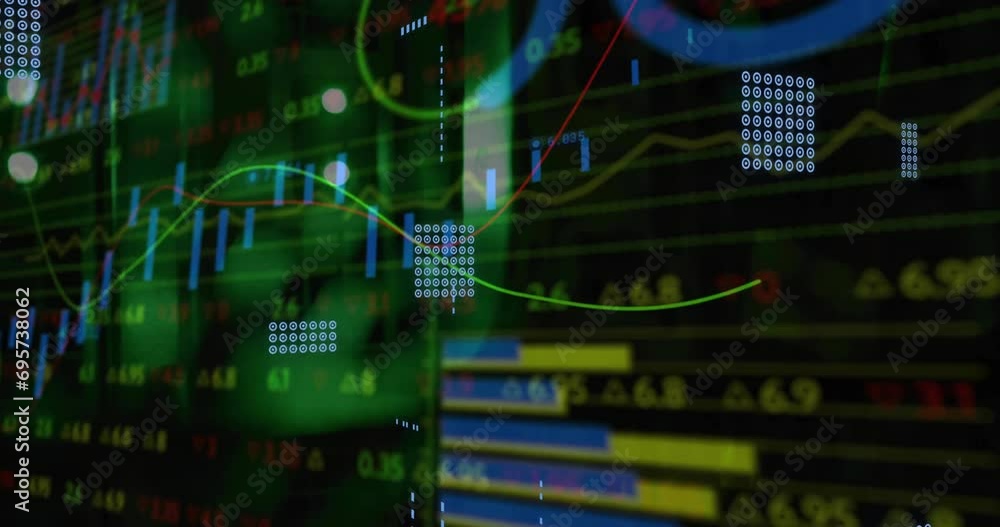 Poster animation of data processing and circuit board connections over black background