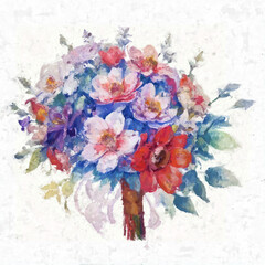 Elegant and beautiful oil painting flower illustration