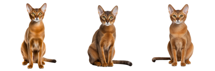 Majestic Abyssinian Cat: Captivating Full Body Shot on Transparent Background