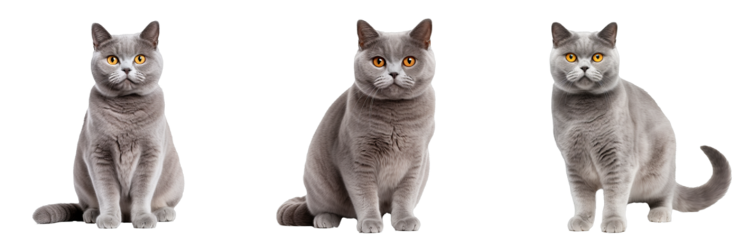 Graceful British Shorthair Cat on Transparent Background