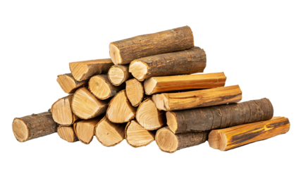 Bundle of firewood for a fireplace, stove, or campfire, cut out