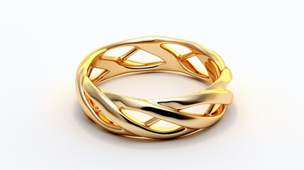 Isolated golden ring against a white backdrop