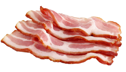  Delicious cooked bacon slices, cut out 