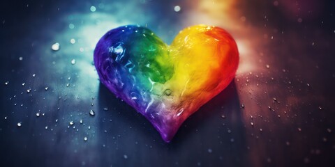 A heart-shaped rainbow symbolism LGBT Pride Month, representing love, human rights, and tolerance for the lesbian, gay, bisexual, and transgender community - obrazy, fototapety, plakaty