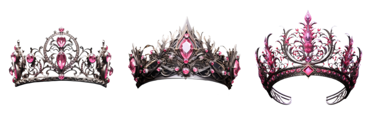 Enchanting Pink Crown Set on Transparent Background