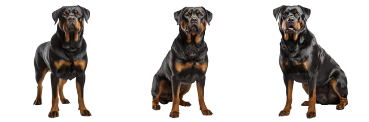 Striking Rottweiler Portraits on Transparent Background