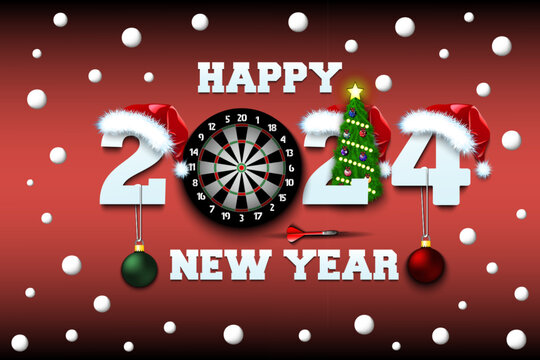 Happy New Year 2024 and dartboard