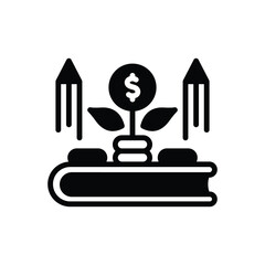 Black solid icon for educational cost 