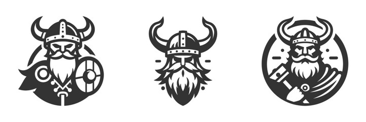 Viking icon. Barbarian logo. Vector illustration