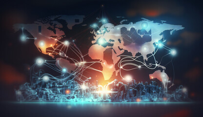 Fototapeta na wymiar World Map Business background Global media technologies networking business