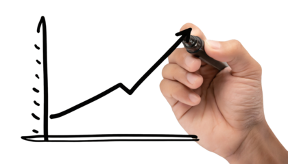 Hand drawing a graph using a black marker - isolated on transparent background