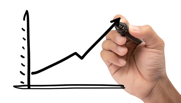 Hand drawing a graph using a black marker - isolated on transparent background