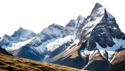 mountain peaks with snow-capped summits - isolated on transparent background - Powered by Adobe