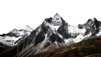mountain peaks with snow-capped summits - isolated on transparent background