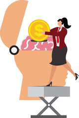 Put money into the brain Businesswoman