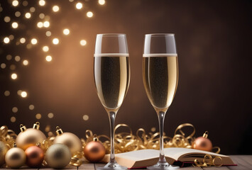 glasses of champagne celebration of the new year and bifrdays, degree, 