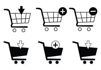 Shopping cart icons set. Supermarket shopping basket design. Food cart. Purchase symbol. Isolated raster image on white background 8 2 2 © Micro Pixel Market