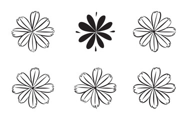 Hand draw floral silhouette in flat style. line art flower illustration isolated on white background.