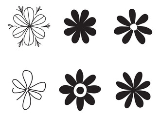 Obraz premium Hand draw floral silhouette in flat style. line art flower illustration isolated on white background.
