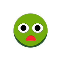 Greeen smiley is feeling sick. Cartoon emoji. Flat vector