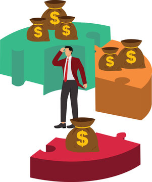 businessman looking at money bags puzzle clip art preview