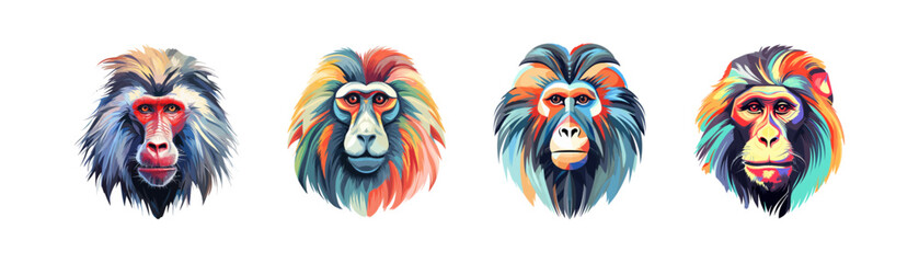 Portrait of a mandrill primate. Vector illustration design. - obrazy, fototapety, plakaty