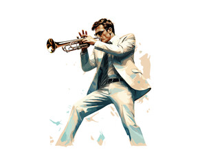 Trumpet player. Vector illustration design.