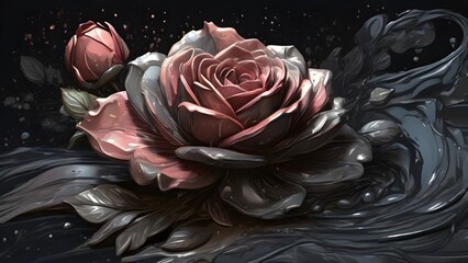  "Elegance in Black: Artistic Renderings of Black Rose Flowers"